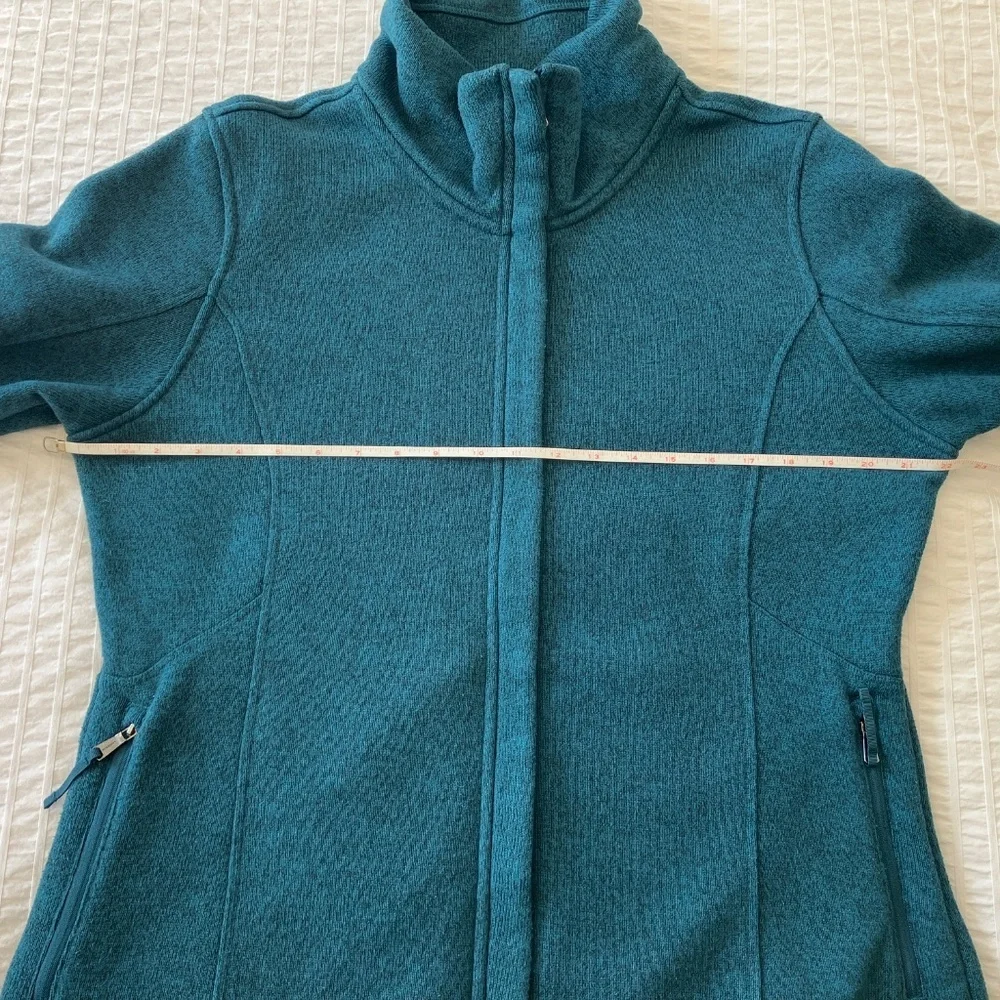 Lands End Sweater Fleece Jacket - Dark Teal Heather